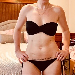 Black strapless bikini set